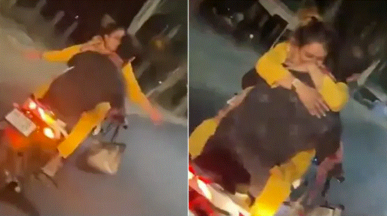 Photo of हाइवे पर तेज़ स्पीड बाइक पर रोमांस करते कपल का वीडियो वायरल, पुलिस ने दर्ज किया मामला