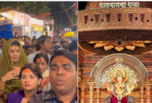 Photo of लोगों के बीच फंसीं जैकलीन-अवनीत, लालबागचा राजा की भीड़ में ऐसे खुद को संभाला