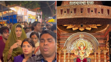 Photo of लोगों के बीच फंसीं जैकलीन-अवनीत, लालबागचा राजा की भीड़ में ऐसे खुद को संभाला